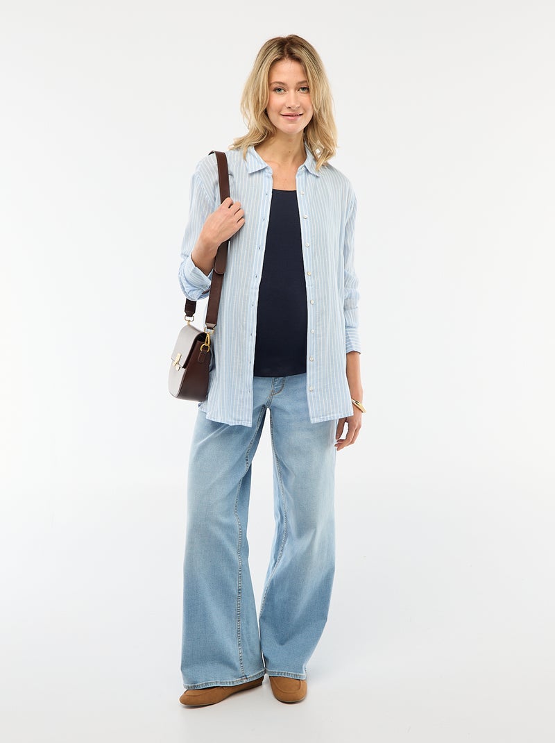 Chemise grossesse en coton rayée Bleu - Kiabi