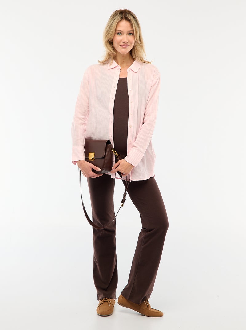 Chemise grossesse en coton rayée Rose - Kiabi