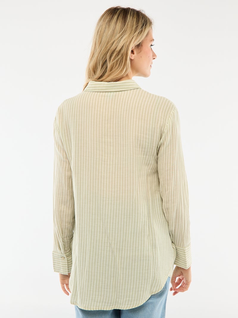 Chemise grossesse en coton rayée Vert - Kiabi