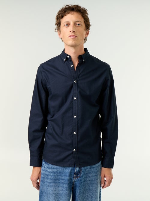 Chemise homme en coton à manches longues - Kiabi