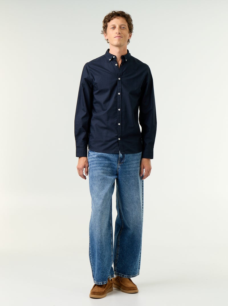 Chemise homme en coton à manches longues Bleu - Kiabi