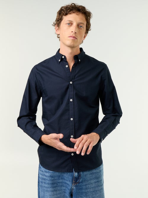 Chemise homme en coton à manches longues - Kiabi