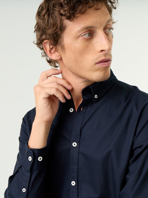 Chemise homme en coton à manches longues - Kiabi