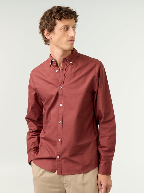 Chemise homme en coton à manches longues - Kiabi