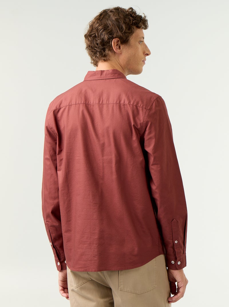 Chemise homme en coton à manches longues Marron - Kiabi