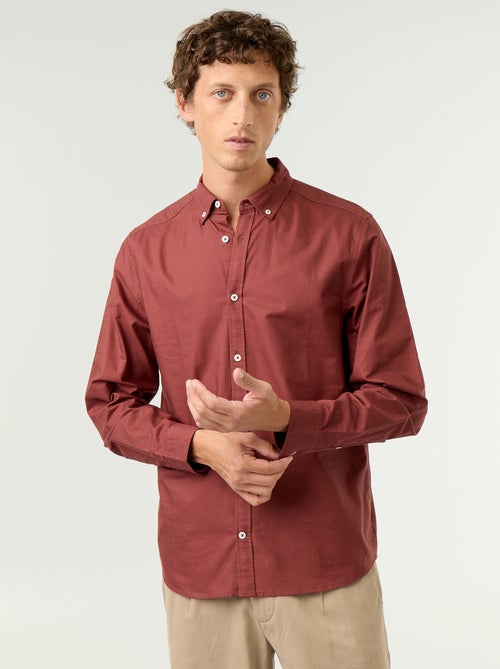 Chemise homme en coton à manches longues - Kiabi