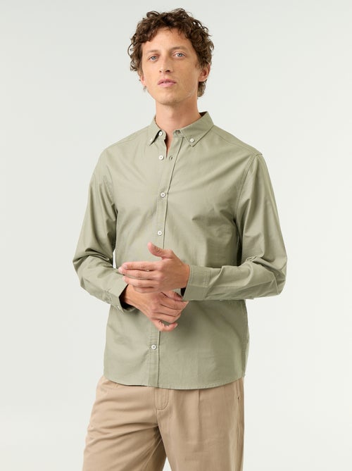 Chemise homme en coton à manches longues - Kiabi