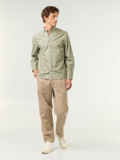 Chemise homme en coton à manches longues - Kiabi