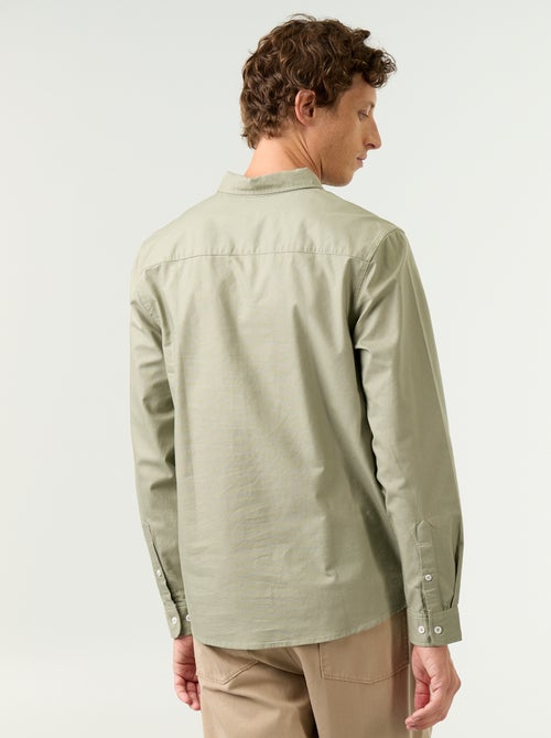Chemise homme en coton à manches longues - Kiabi