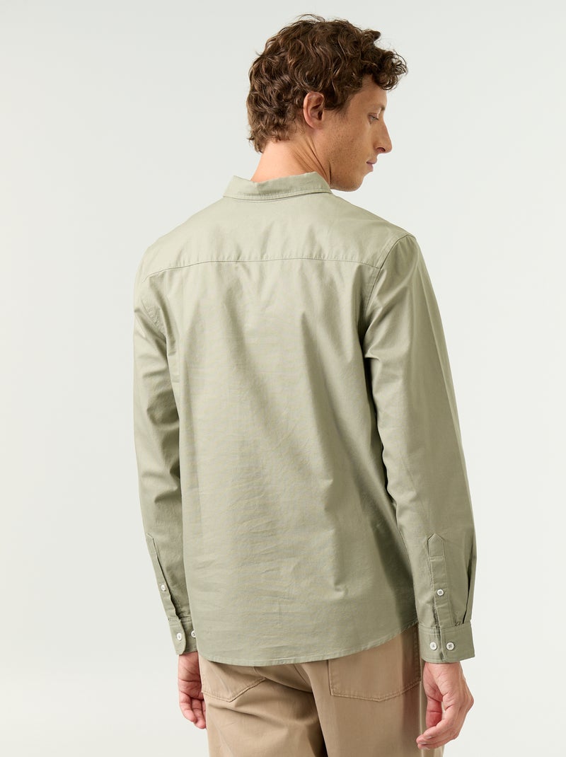Chemise homme en coton à manches longues Vert - Kiabi