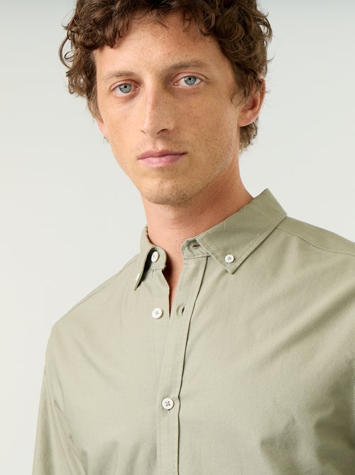 Chemise homme en coton à manches longues - Kiabi