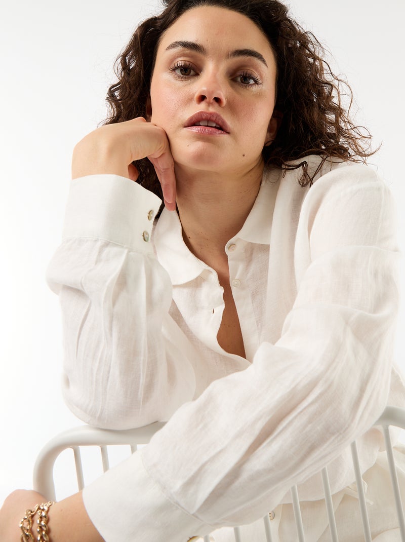 Chemise longue unie Blanc - Kiabi