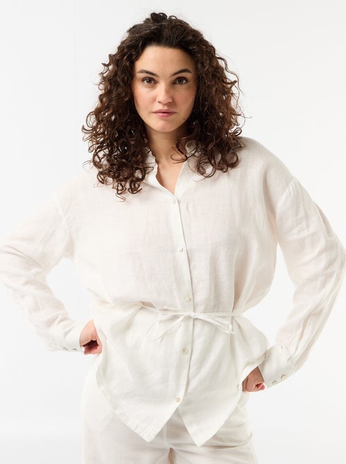 Chemise longue unie en lin - Kiabi