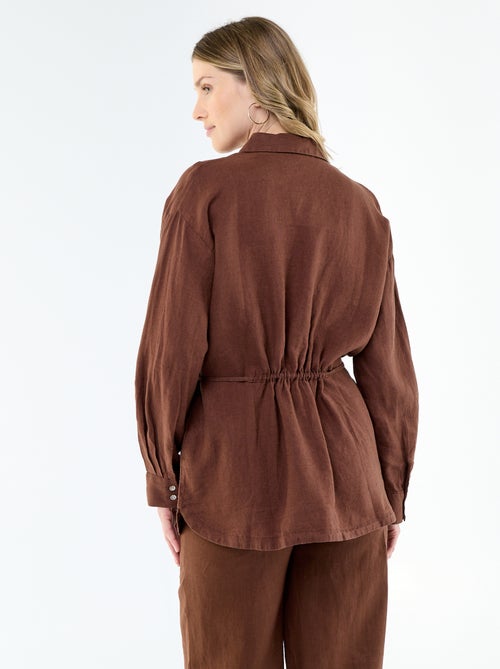 Chemise longue unie en lin - Kiabi Chemise longue unie en lin - Kiabi
