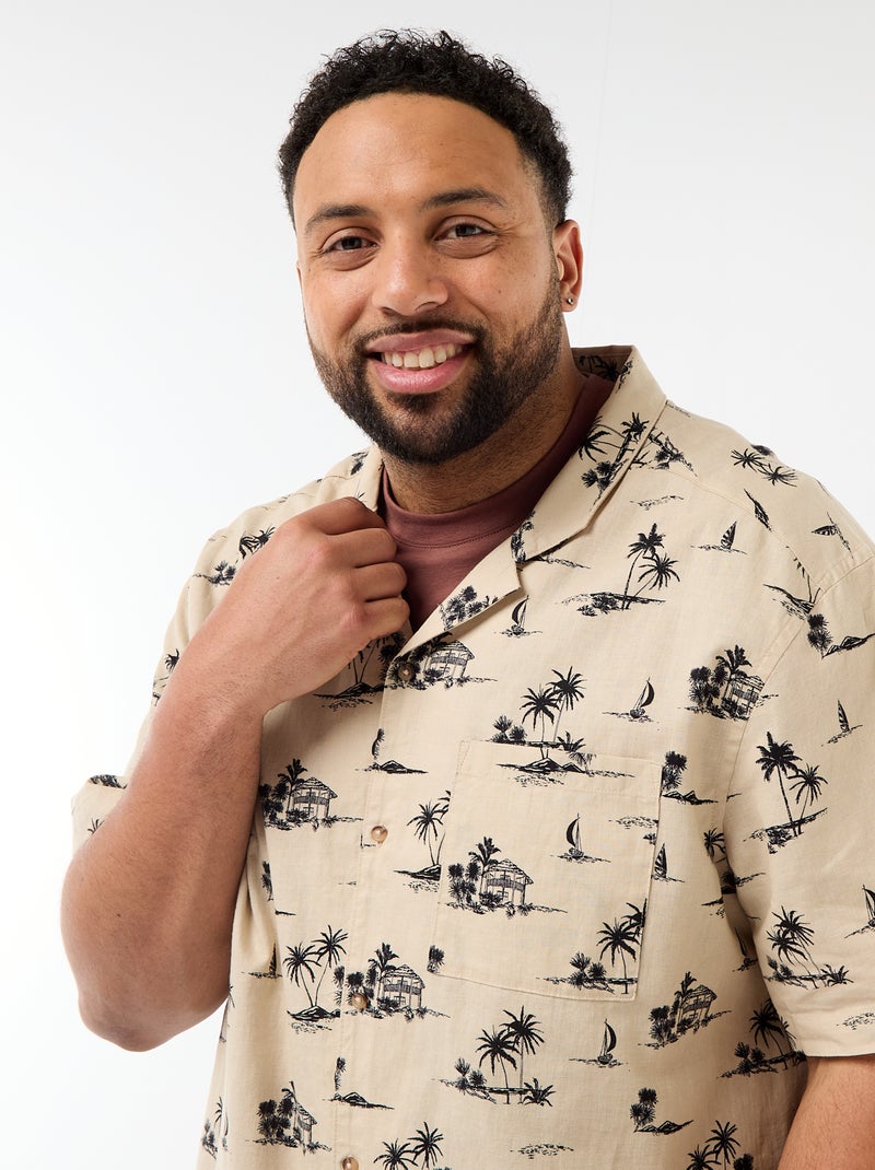 Chemise manches courtes à motif Beige - Kiabi