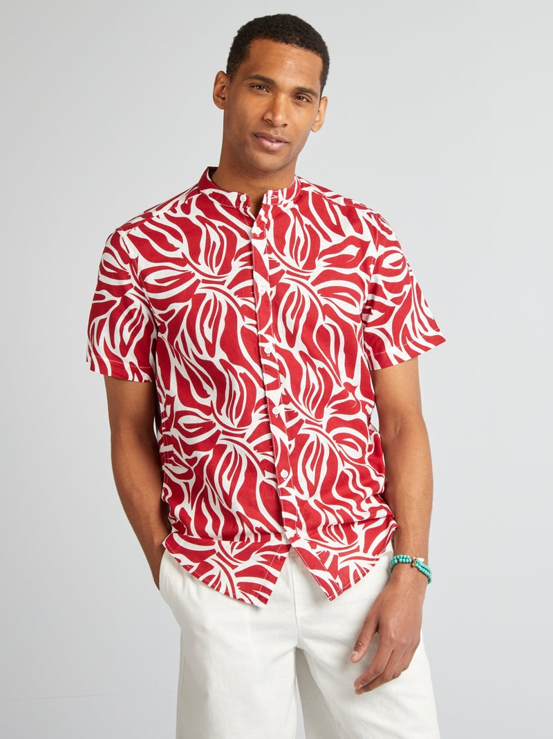 Chemise manches courtes à motif Rouge - Kiabi