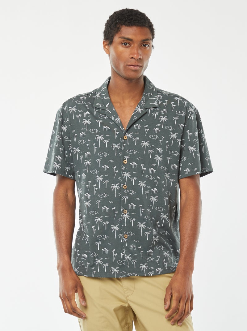 Chemise manches courtes à motif Vert foncé - Kiabi