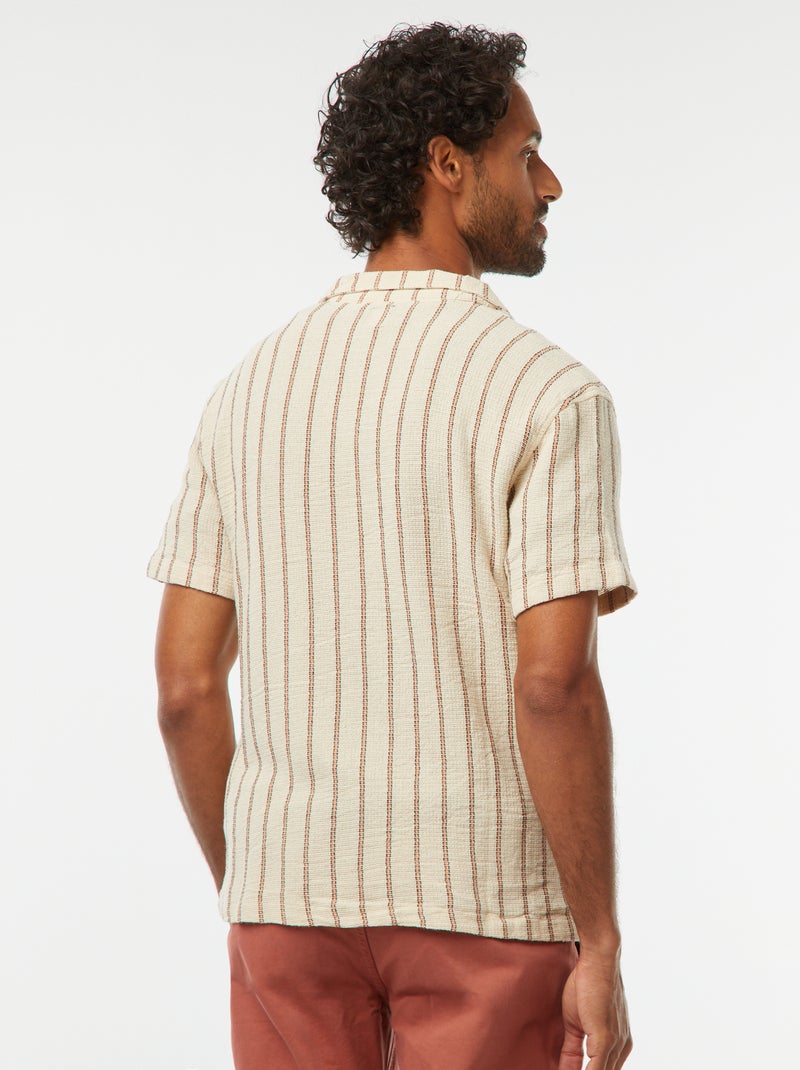 Chemise manches courtes à rayures Blanc - Kiabi