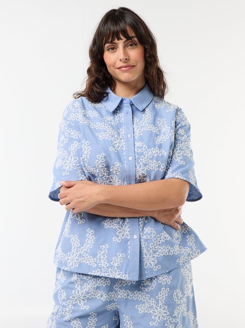 Chemise manches courtes avec broderies - Kiabi