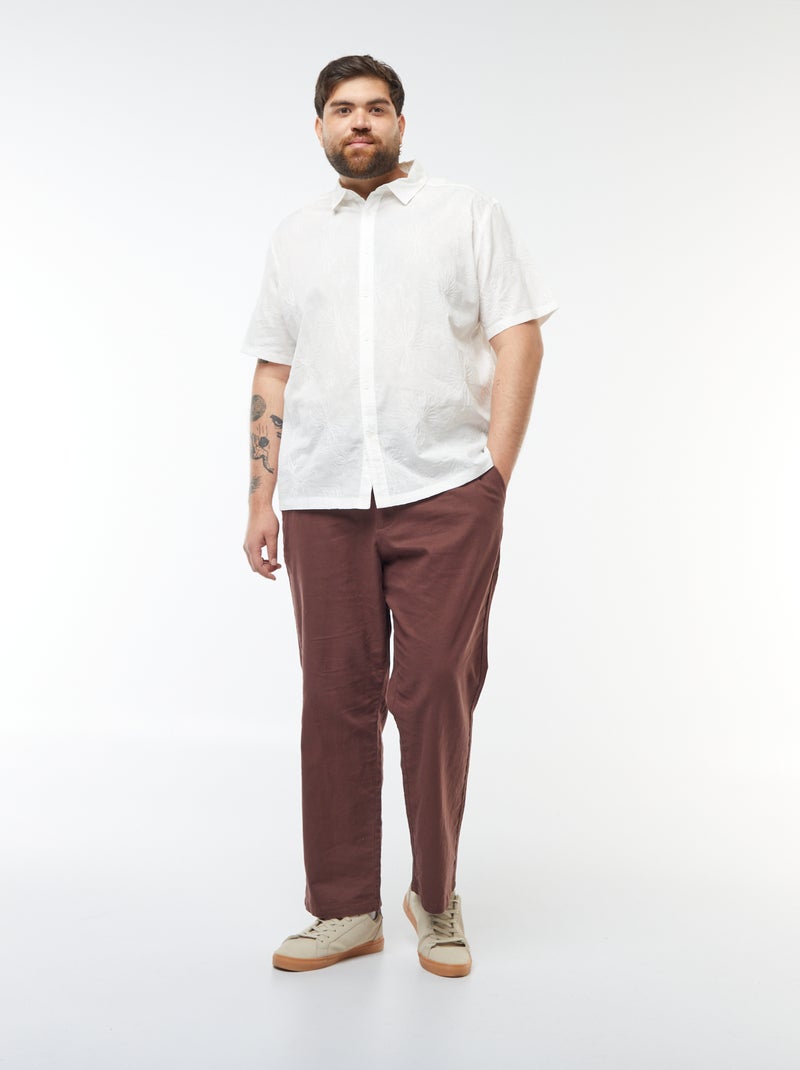 Chemise manches courtes avec broderies fleurs all over Blanc - Kiabi