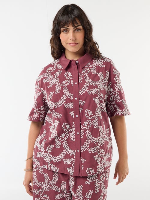 Chemise manches courtes avec broderies - Kiabi