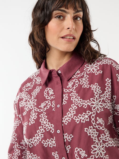 Chemise manches courtes avec broderies - Kiabi