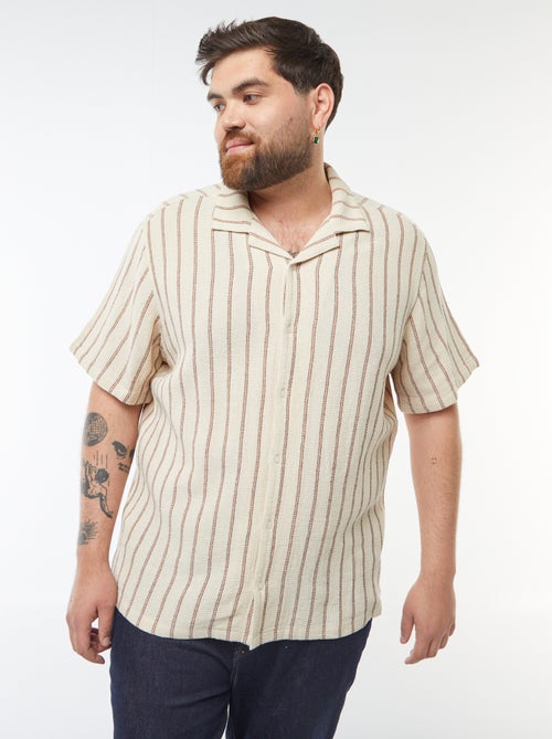 Chemise manches courtes avec motif rayé - Kiabi