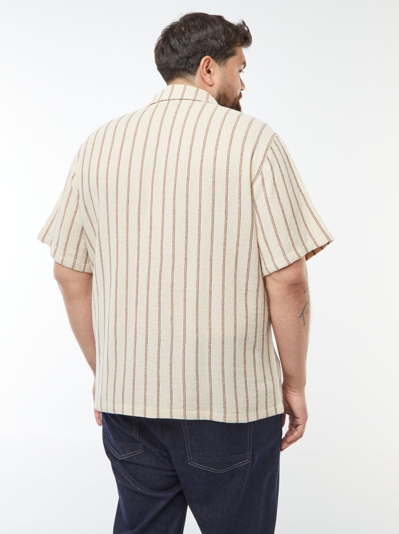 Chemise manches courtes avec motif rayé Blanc - Kiabi