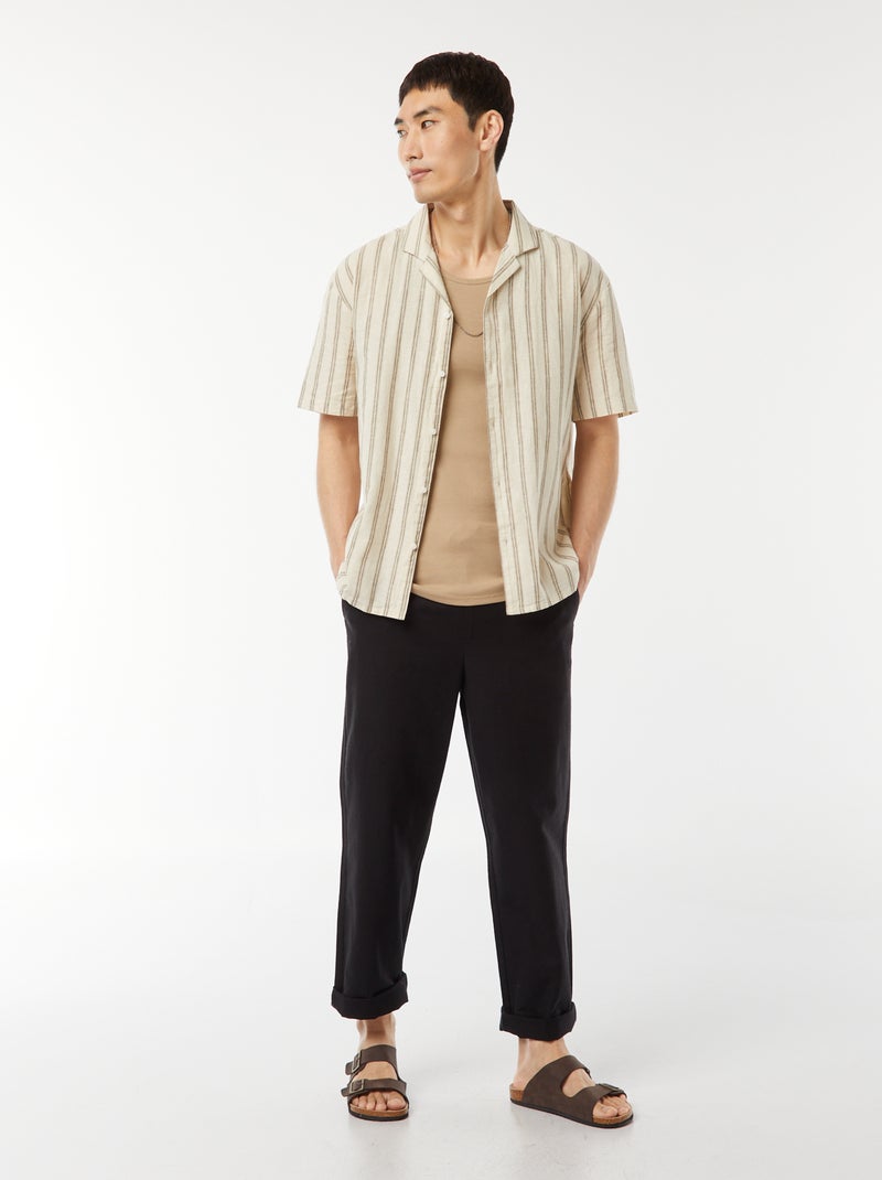 Chemise manches courtes Beige - Kiabi