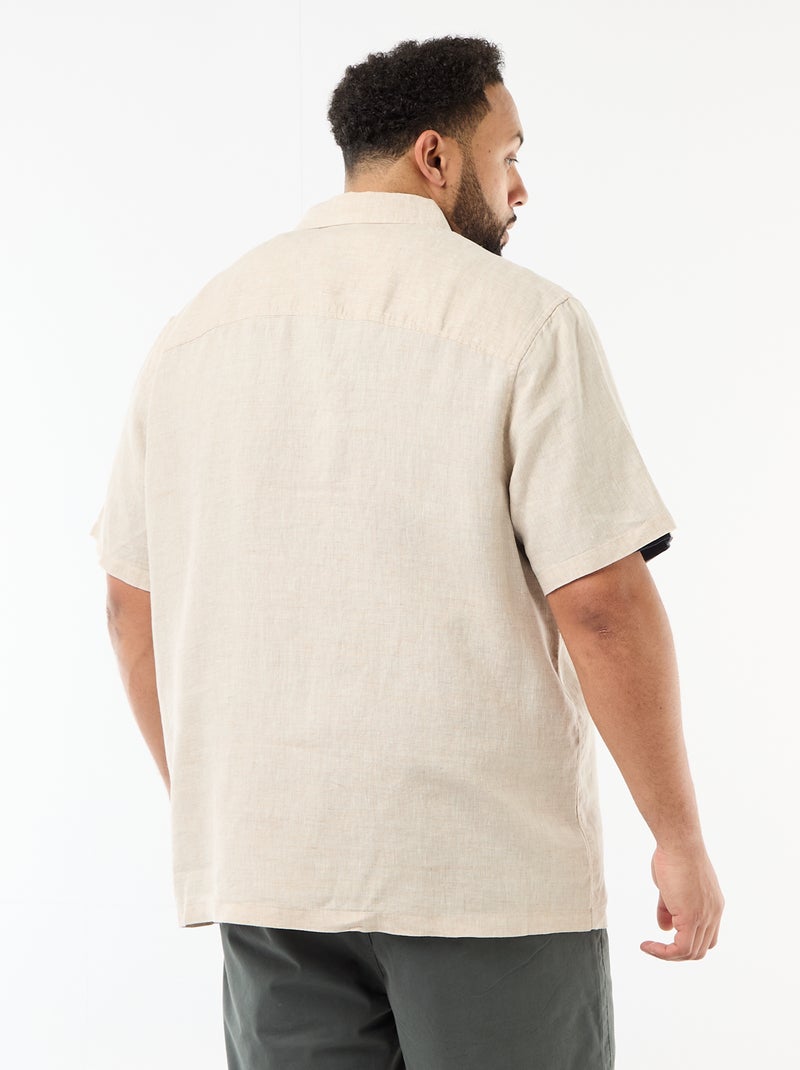 Chemise manches courtes en lin Beige - Kiabi