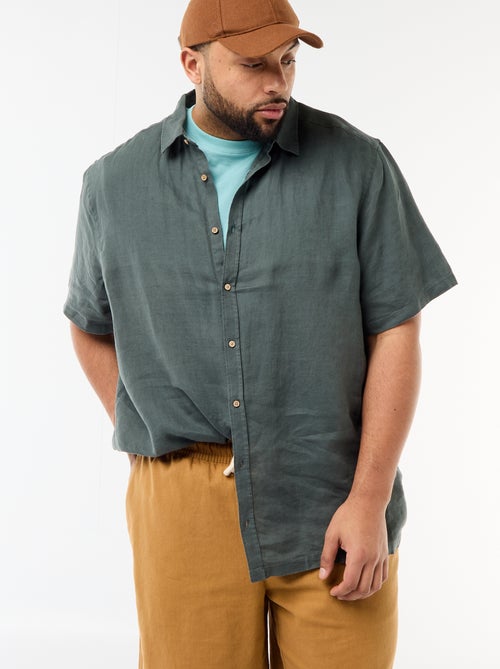 Chemise manches courtes en lin - Kiabi