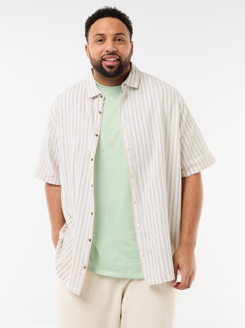 Chemise manches courtes en lin mélangé - Kiabi