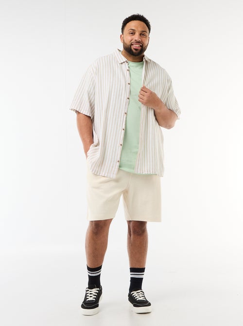Chemise manches courtes en lin mélangé - Kiabi
