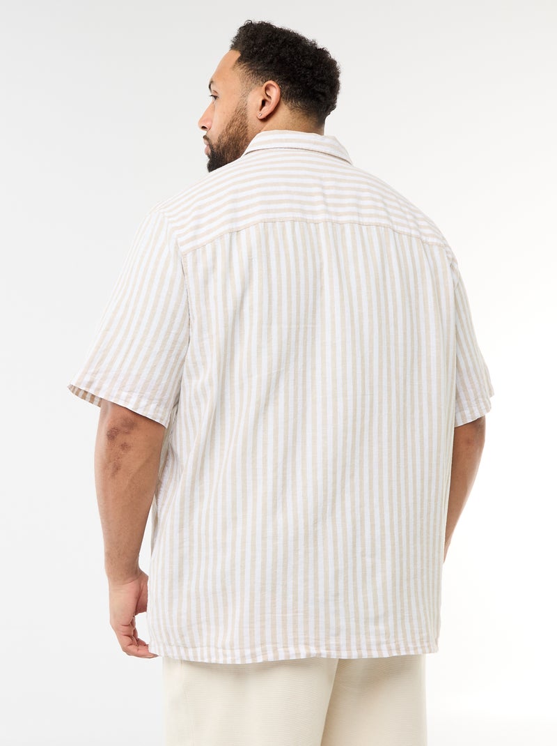 Chemise manches courtes en lin mélangé Beige - Kiabi
