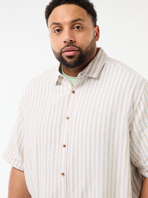 Chemise manches courtes en lin mélangé - Kiabi