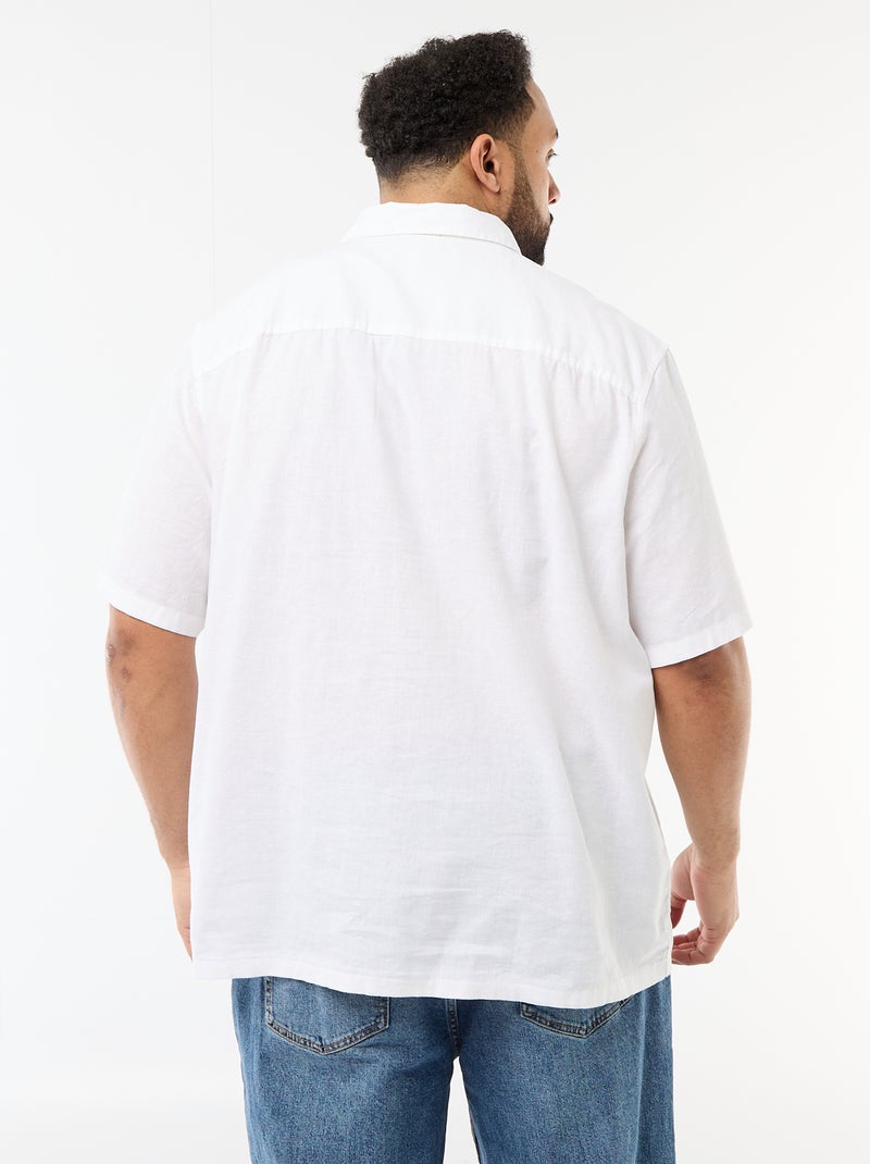 Chemise manches courtes en lin mélangé Blanc - Kiabi