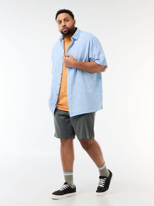 Chemise manches courtes en lin mélangé - Kiabi