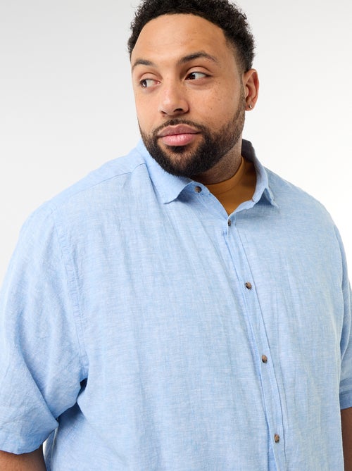 Chemise manches courtes en lin mélangé - Kiabi