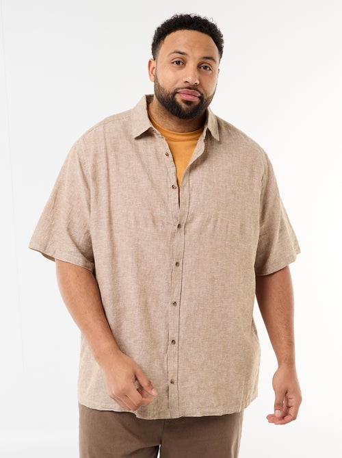 Chemise manches courtes en lin mélangé - Kiabi