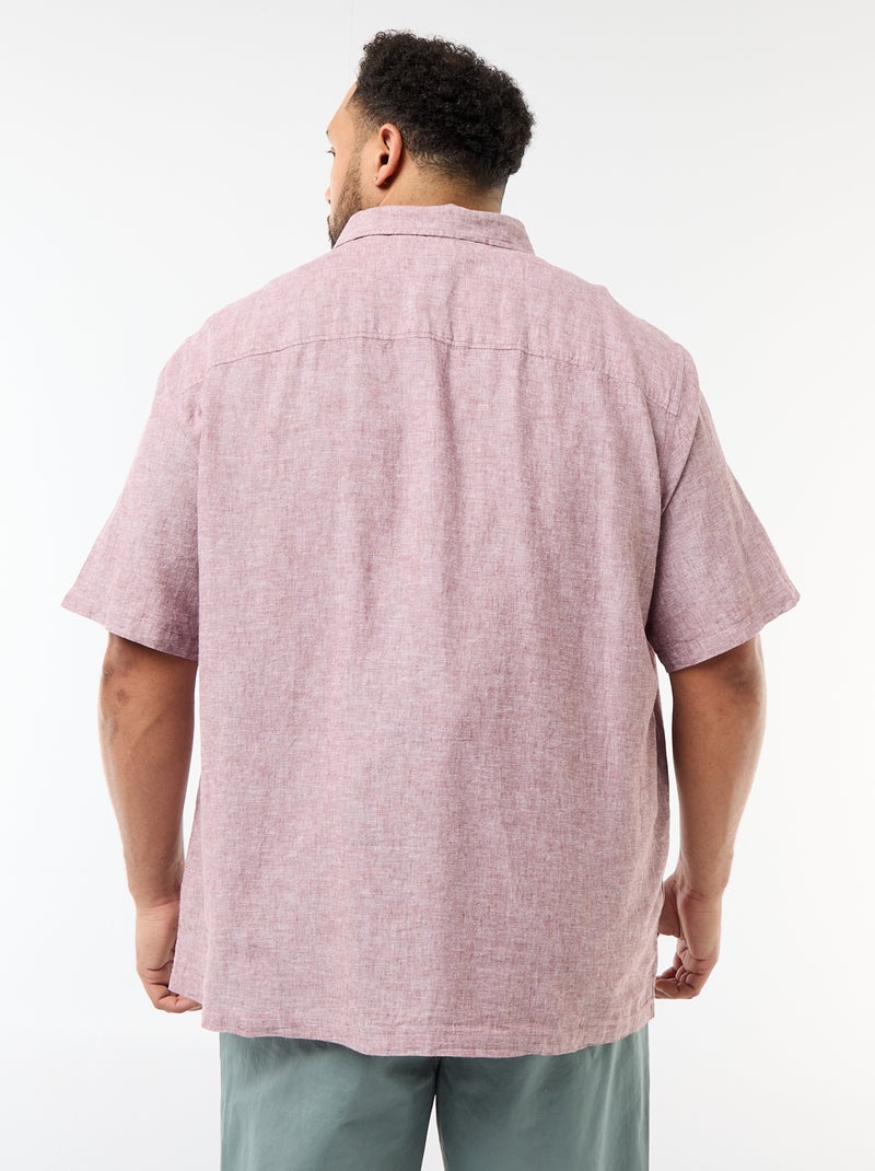 Chemise manches courtes en lin mélangé Rose - Kiabi