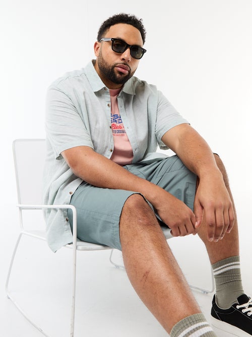 Chemise manches courtes en lin mélangé - Kiabi