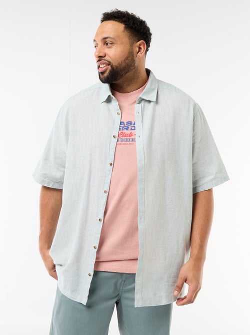 Chemise manches courtes en lin mélangé - Kiabi