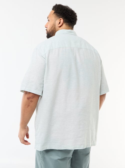 Chemise manches courtes en lin mélangé - Kiabi