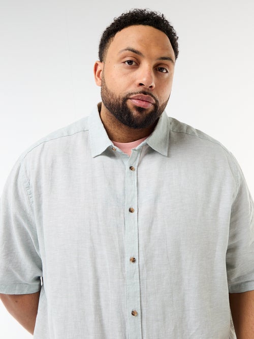 Chemise manches courtes en lin mélangé - Kiabi