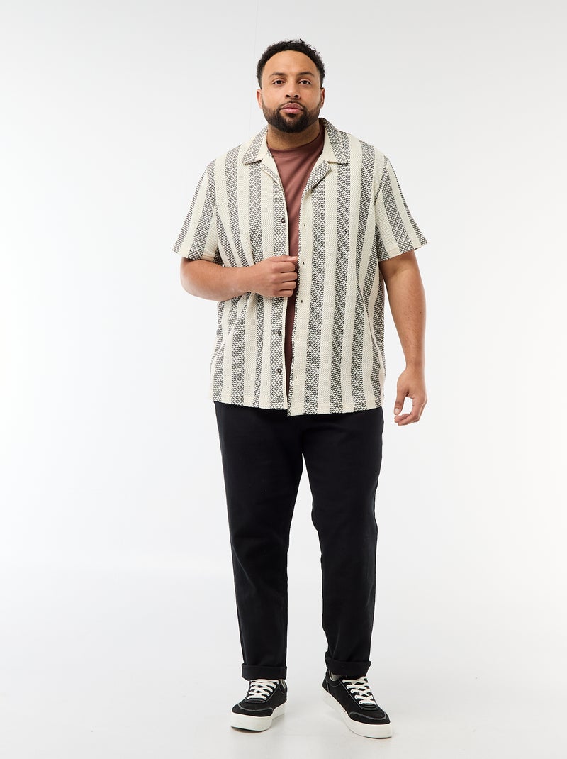 Chemise manches courtes en maille ajourée Blanc - Kiabi