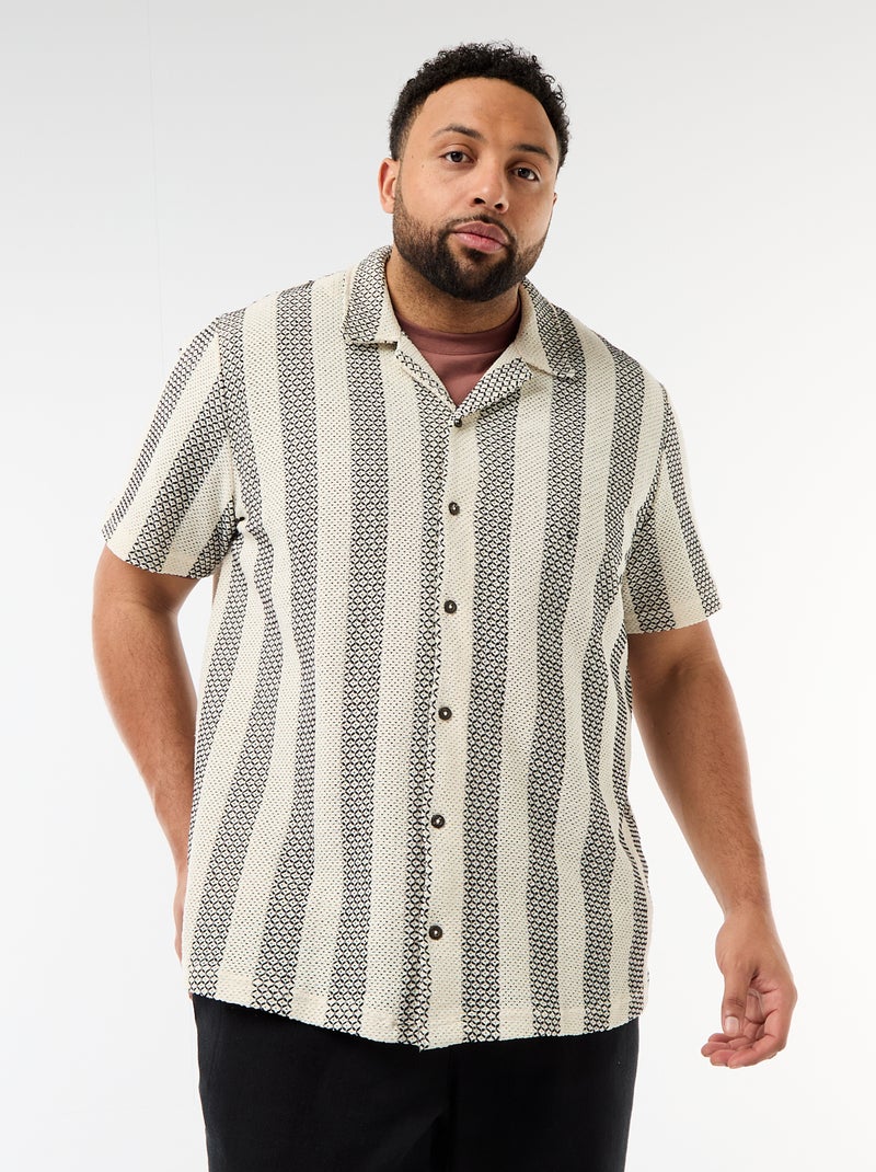 Chemise manches courtes en maille ajourée Blanc - Kiabi