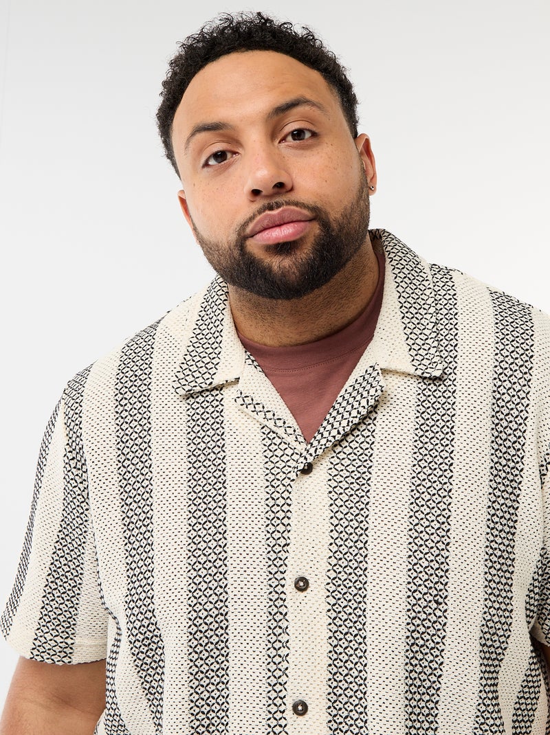 Chemise manches courtes en maille ajourée Blanc - Kiabi