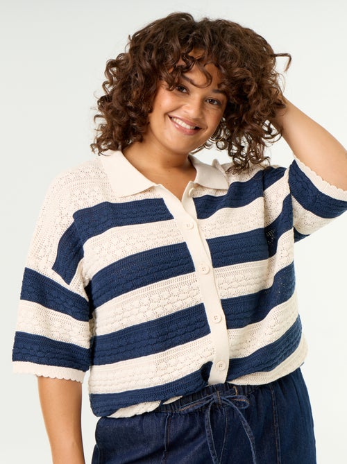 Chemise manches courtes en maille crochet - Kiabi Chemise manches courtes en maille crochet - Kiabi