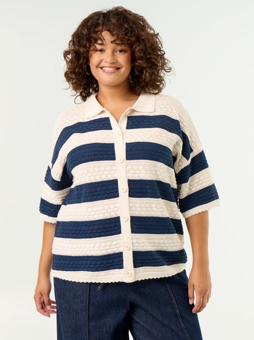 Chemise manches courtes en maille crochet - Kiabi Chemise manches courtes en maille crochet - Kiabi