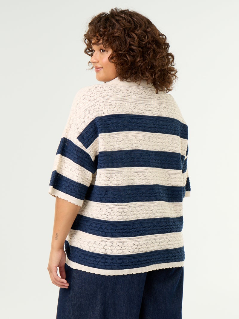 Chemise manches courtes en maille crochet Beige - Kiabi